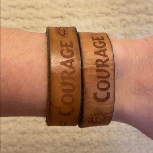 Set of two Leather Courage Bracelets!